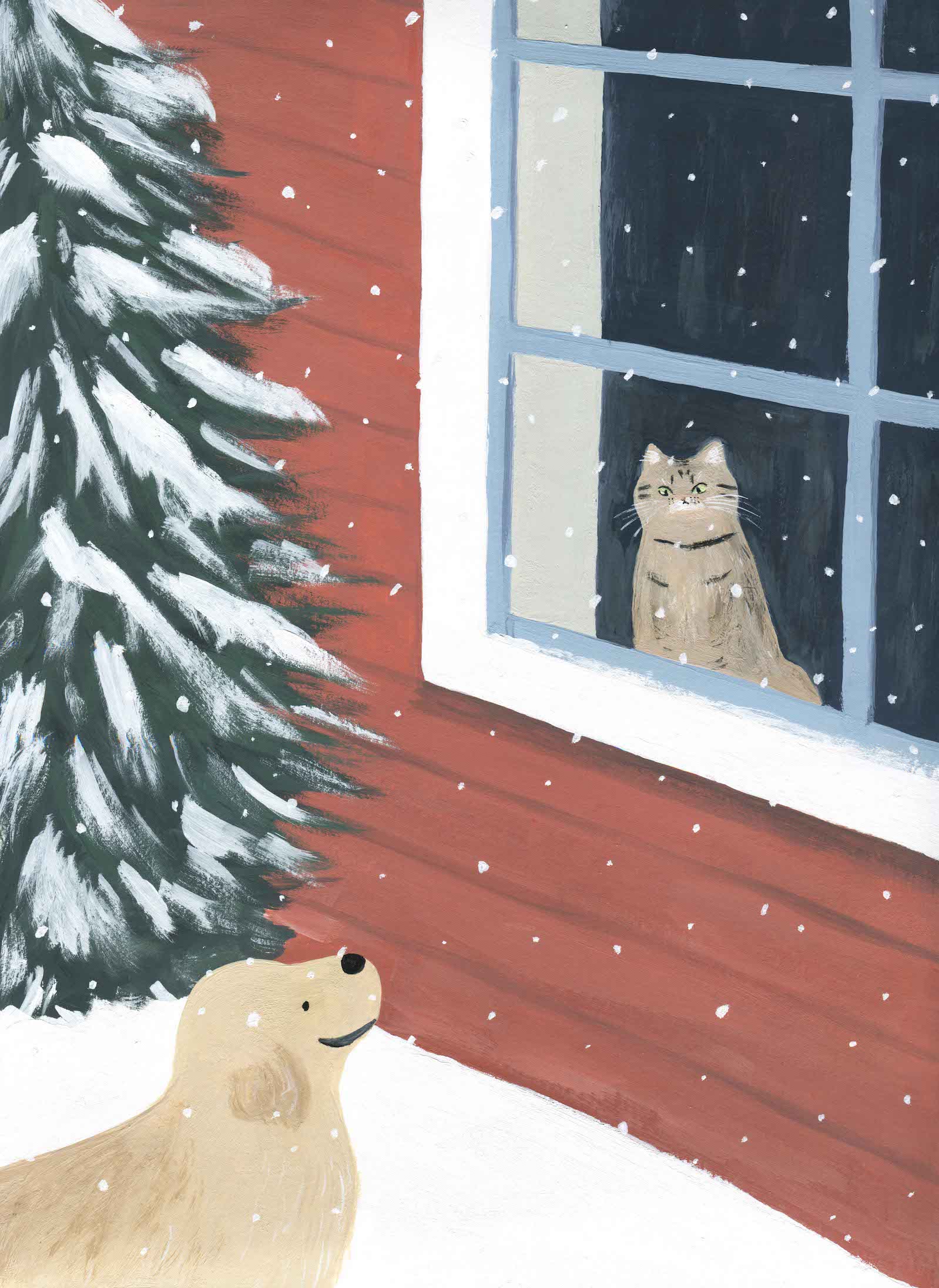 Cat and Dog Snowy Day _HarunoIto